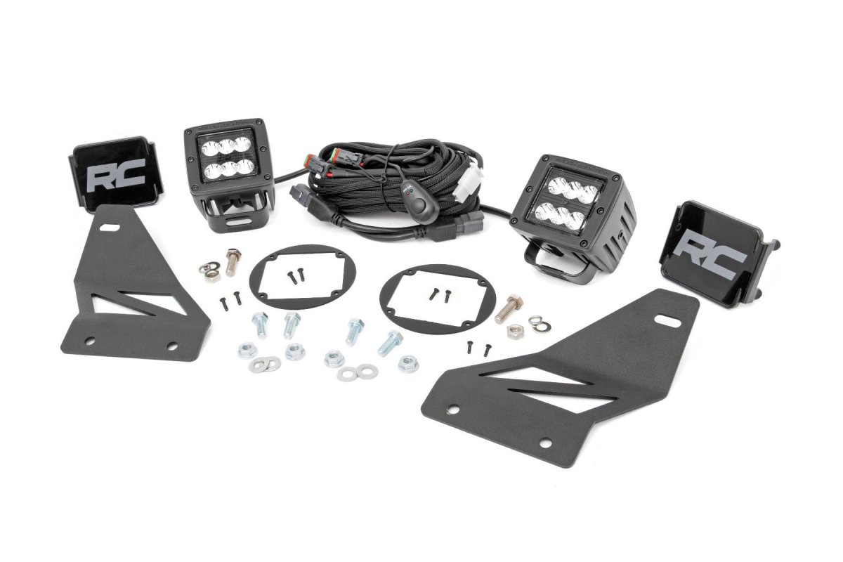 Nissan Frontier LED Light Kit - Fog Mount - Rough Country - 2-Inch Spot - Black - '05-'20